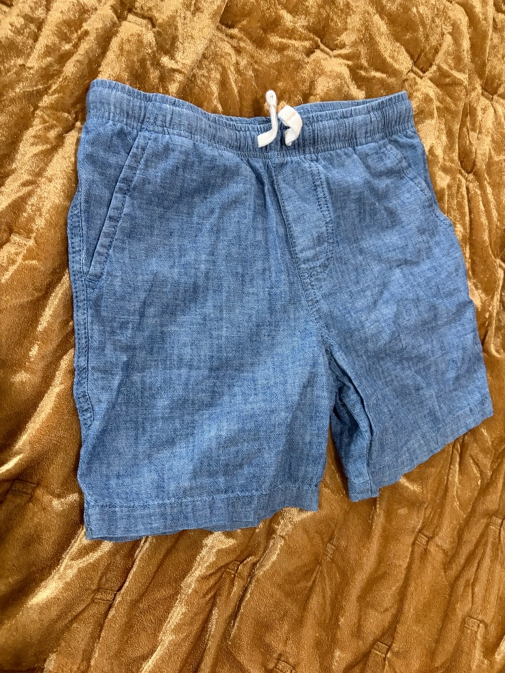 Kids Casual Blue Cotton Drawstring Shorts